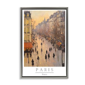 Stupell Industries Vintage Orange Paris Streets Floating Frame Canvas Art - 1 of 4
