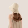Anna-Kaci Crochet Bucket Hat with Adjustable Chin Strap and Back Button Eyelet Panel for Sun Protection - 2 of 4