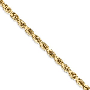 Black Bow Jewelry 5mm 14k Yellow Gold Solid Diamond Cut Rope Chain Necklace - 1 of 4