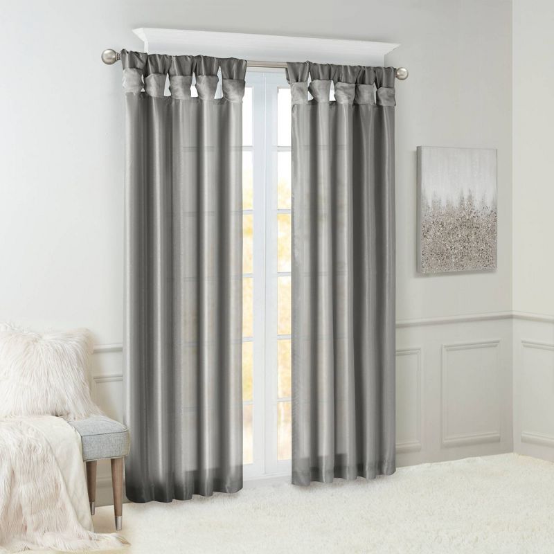 Lillian Twisted Tab Light Filtering Lined Curtain Panel, 3 of 10
