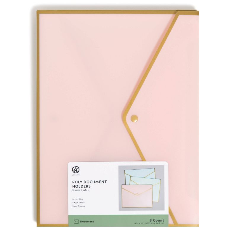 U Brands 3ct Poly Document Holders with Snap Cover Pastels, 1 of 7