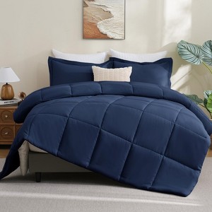 BAGOKIE 2/3 Pieces Comforter Set Box Stitched Bed Set for All Seasons - 1 of 4