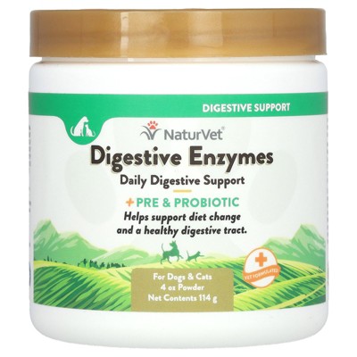 NaturVet Digestive Enzymes + Pre & Probiotic, For Dogs & Cats, 4 oz (114 g)