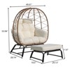 Indoor Outdoor Double Egg Chair with Ottoman Padded Cushions,Wicker Lounge Chair Deep Seating Chair with Footrests,Loveseat for Patio Porch Backyard - 3 of 4
