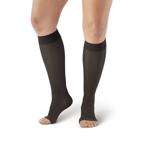 Ames Walker AW Style 41 Wide Women's Sheer Support Open Toe 15-20 mmHg Compression Knee Highs - image 1 of 3