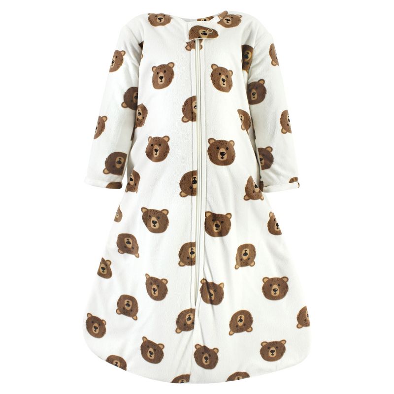 Hudson Baby Infant Boy Long Sleeve Plush Faux Fur Sleeping Bag, Wearable Blanket, Brown Bear, 1 of 3
