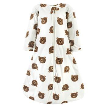 Hudson Baby Infant Boy Long Sleeve Plush Faux Fur Sleeping Bag, Wearable Blanket, Brown Bear