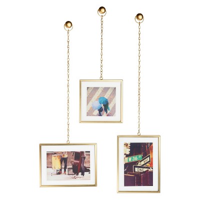 Fotochain Photo Display Frames Brass 3pk - Umbra