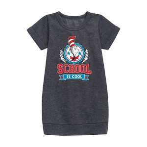 - Dr. Seuss - Cat in the Hat School Is Cool Graphic Short Sleeve Fleece Dress - 1 of 4