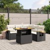 vidaXL 6 Piece Patio Sofa Set with Cushions Black and Cream Poly Rattan - 2 of 4