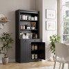 5-Tier Bookshelf, 70 Inch Tall Bookcase with 2 Doors and 1 Drawer, Modern Pantry Sideboard with Adjustable Shelf - 2 of 4