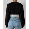 Women's Long Sleeve Open Front Knitted Crop Sweater Cardigan Drop Shoulder Knit Bolero Shrug - 2 of 4
