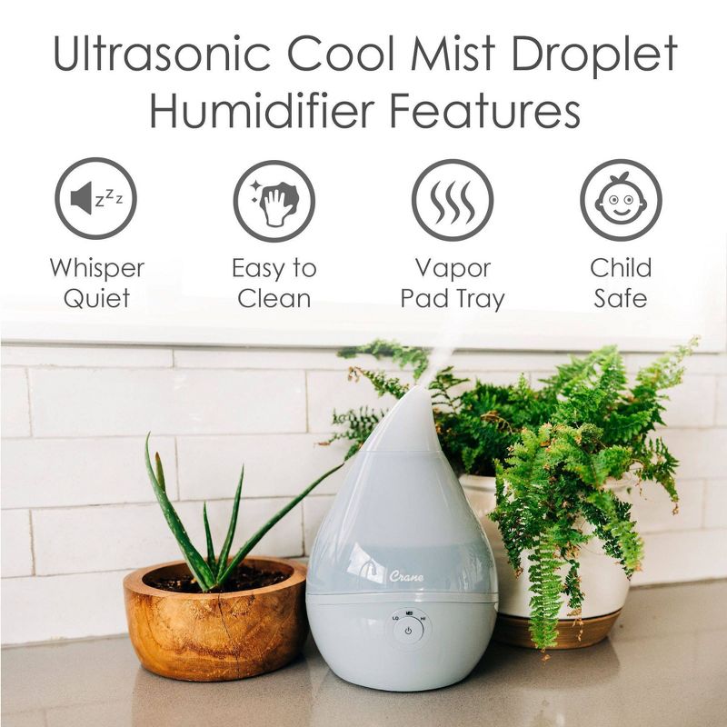Crane Droplet Ultrasonic Cool Mist Humidifier - 0.5gal, 5 of 14