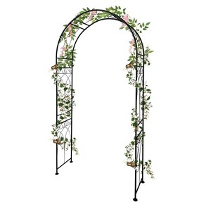 GustoWave Garden Arch Trellis, Metal Garden Arbor for Climbing Plants Outdoor, Wedding Arches for Decoration, Black Archway - 1 of 4