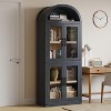 Arched Bookshelf 71.6" Tall Kitchen Pantry, Farmhouse Storage Cabinet, Large Storage Pantry with Doors, Arched Bookcase with Cabinets - 3 of 4