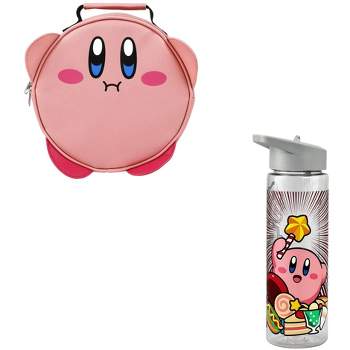 Kirby Main Character Design 2-Pack Lunch Bag and 24 Oz. Plastic Water Bottle Set