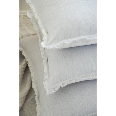 Light Grey Fringe Soft Linen Pillow with Down Insert 20x20