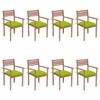 vidaXL Patio Chair Set of 8 Teak Teak Wood Standard size for chairs - 2 of 4