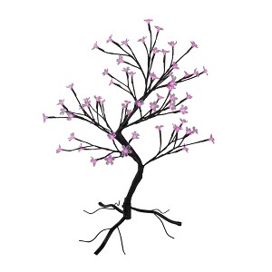 Northlight 25" Pre-Lit Japanese Sakura Blossom Flower Artificial Tree - Pink and Purple LED Lights - 1 of 4