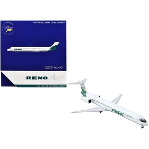 McDonnell Douglas MD-90 Commercial Aircraft "Reno Air" (N905RA) White w/Green Tail 1/400 Die Cast Model Airplane by GeminiJets - 1 of 3