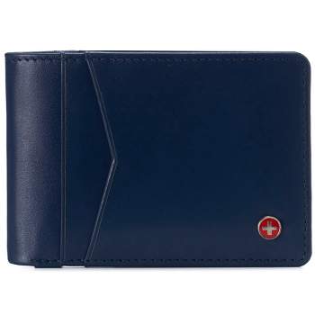 Alpine Swiss Men’s Delaney Slimfold RFID Safe Slim Bifold Wallet Smooth Leather Comes in Gift Box