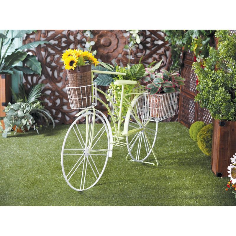 35&#34; Eclectic Tin Novelty Bicycle Plant Stand Green - Olivia &#38; May, 2 of 6