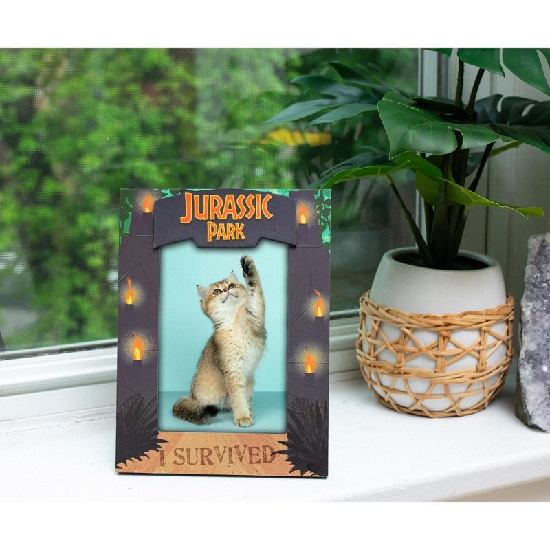 Silver Buffalo Jurassic Park "I Survived" Die-Cut Photo Frame | Holds 4 x 6 Inch Photos, 4 of 10