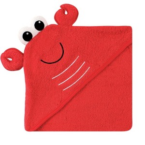Luvable Friends Baby Boy Cotton Animal Face Hooded Towel, Lobster, One Size - 1 of 1