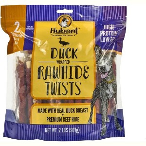 Hubert Pet Gourmet Duck Wrapped Rawhide Twists - Natural Dog Treats, Perfect for Treats & Training, Small & Large Dogs - 2 lb Resealable Value Pack - 1 of 4