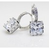 Princess Cut Drop Earrings White Gold Plated Cz Womens Ginger Lyne Collection - 3 of 4