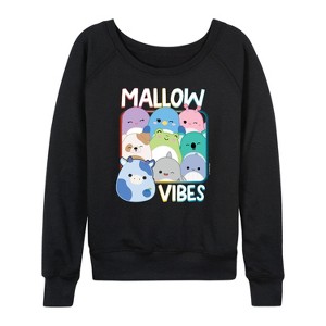 Women's - Squishmallows - Mallow Vibes Lightweight French Terry Wide Neck Long Sleeve Shirt - 1 of 4