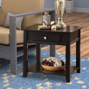 Royal Hampton End Table with One Drawer and One Shelf, Black - 1 of 4