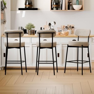 DYHOME Bar Stools Set of 3, 27 Inches Counter Height Kitchen Bar Stools with Back, Modern Metal Tall Bar Stools for Kitchen Island - 1 of 4