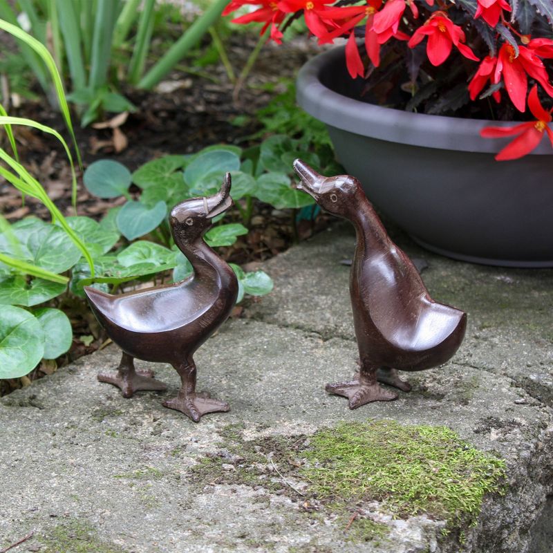 Achla Designs Pair of 2 Ducklings Outdoor Garden Statue Bronze - Hand Cast Aluminum Bird Sculptures, Decorative Yard Ornaments, 6 of 13