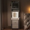 Small Vanity Desk with Mirror and LED Lights, Makeup Table with Charging Station and Storage Shelves for Small Space - 4 of 4