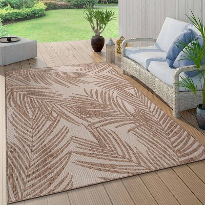 Tropical Palm Brown Synthetic 7'10"x10' Indoor/Outdoor Area Rug