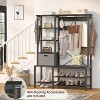 Aheaplus Hall Tree with Fabric Storage Basket, Coat Rack Shoe Bench with side Hook, 6 In 1 Coat Rack with LED light - 3 of 4