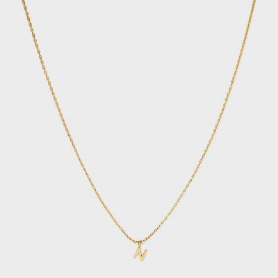 14K Gold Plated Small Polished Initial Pendant Necklace - A New Day™ Gold