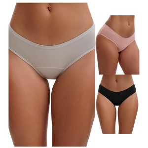 INSPIRE CHIC 3 Layers Period Leak Proof Briefs for Women's Cotton Mid-Waisted Underwear 3 Packs - 1 of 4