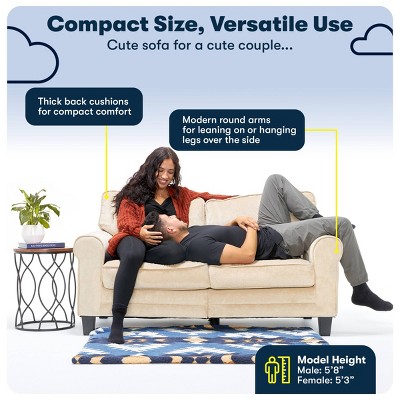 Copenhagen Cream Loveseat with Pillowed Back and Rounded Arms
