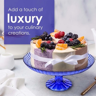 Cobalt Blue Glass Pedestal Cake Stand, 10" Diameter