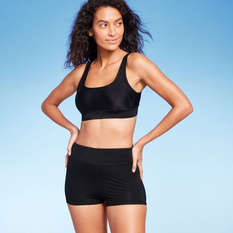 Women's Tummy Control High Waist Swim Shorts - Kona Sol™ Black, 4 of 7