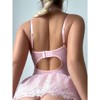 Clotth Women's Lace Up Corset Bodysuit - Underwire Lingerie Set, Cute Babydoll Lingerie with Garter Belt, Thong & Bow Tie - 2 of 4