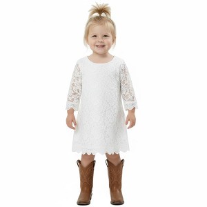 2Bunnies Baby Girls Boho Rustic Garden Lace Flower Girl Dress - 1 of 4