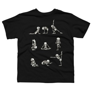 Boy's Design By Humans Skeleton Yoga By huebucket T-Shirt - 1 of 4