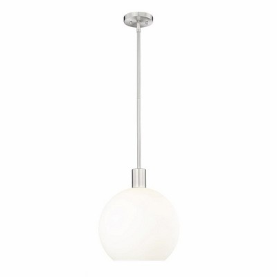 Brushed Nickel Globe Pendant with White Glass Shade
