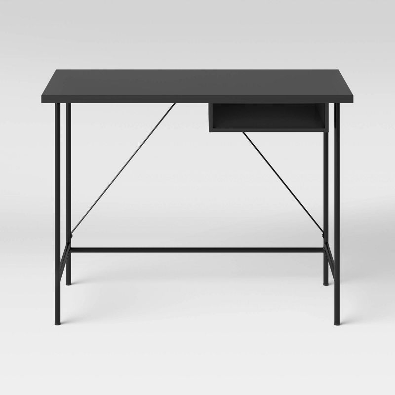 Wood and Metal Writing Desk with Storage - Room Essentials™, 4 of 15