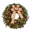 Puleo 30in Pre-Lit Decorated Wreath: 70 Clear Incandescent Lights, Indoor/Outdoor, Artificial Pine - 4 of 4