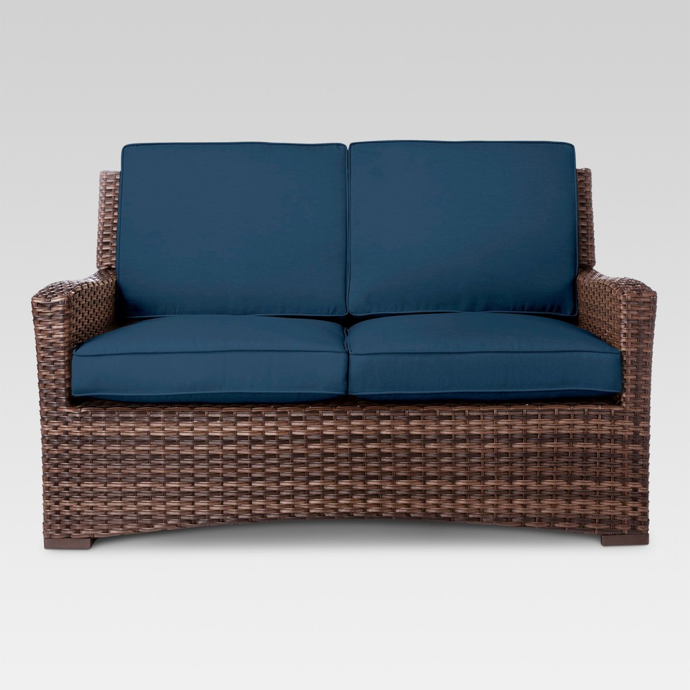 Halsted Wicker Patio Loveseat - Navy - Threshold