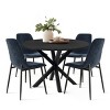 Olive+Oslo Black Dining Table Set for 4, Solid Round Black Grain Dining Table Sets with 4 Upholstered Dining Chairs Black Legs-Maison Boucle - image 2 of 4